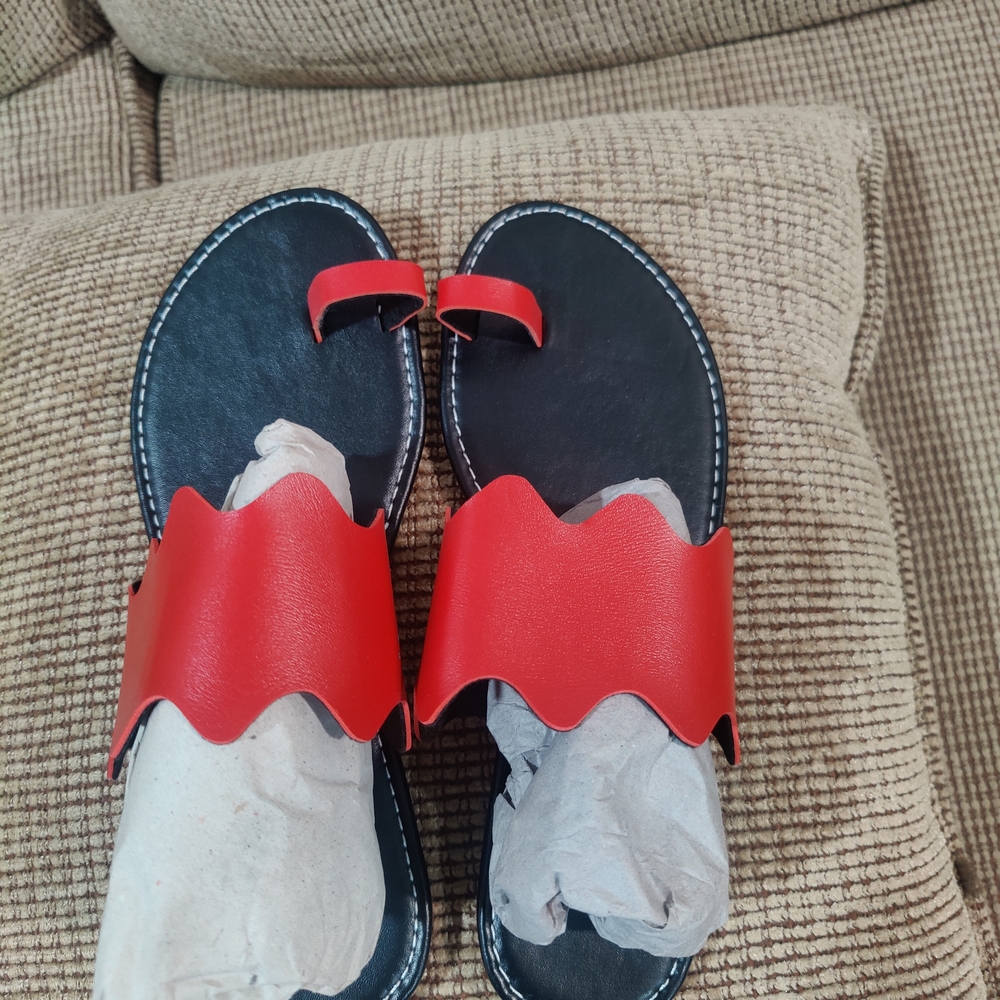 A 2 for 1 special on summer slides Vibrant Red and Green Summer Slide Sandals